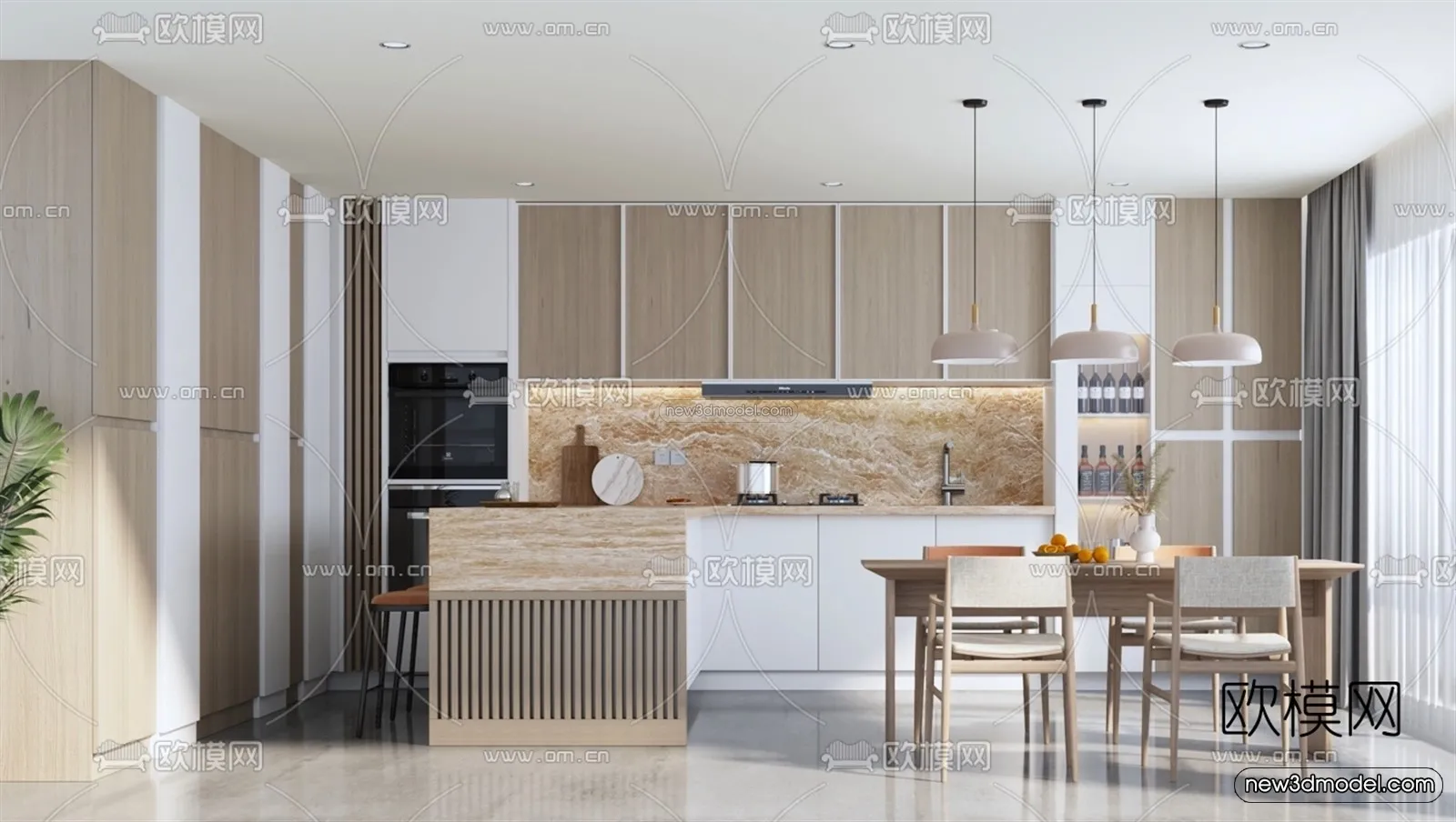 Nordic Style Interior 3D Blocks – Living Room 3D Model – 143 – VRAY