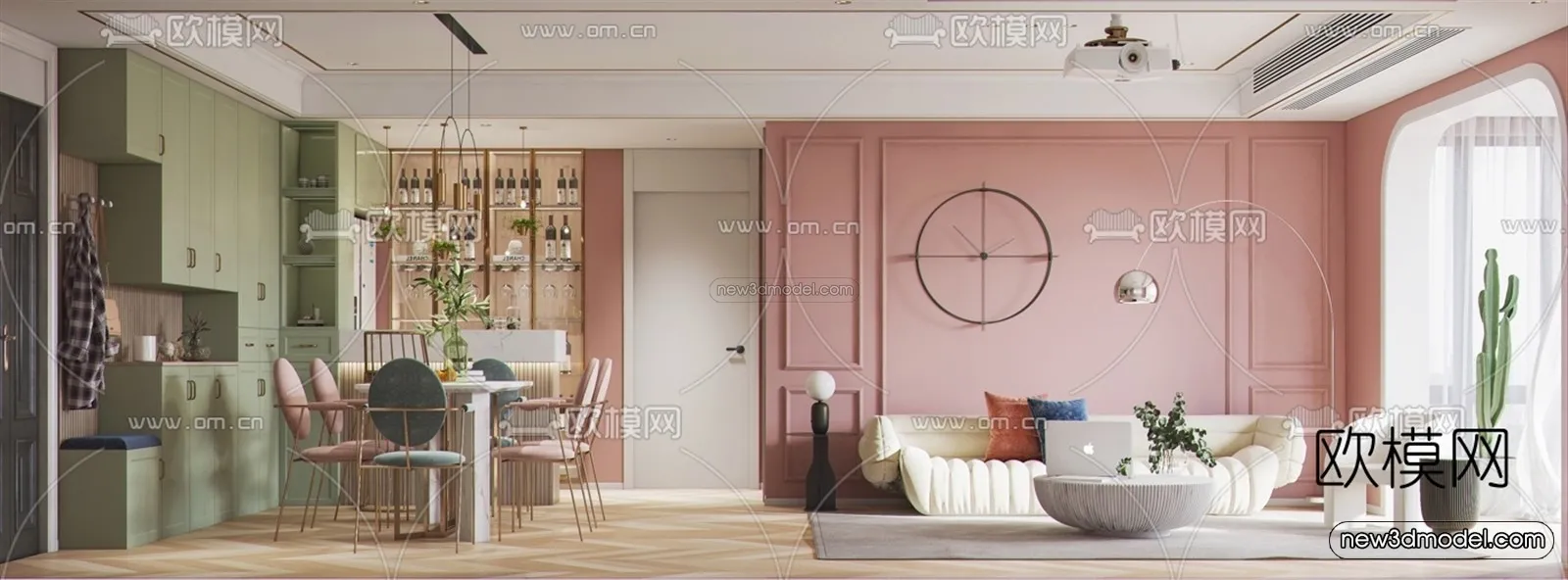 Nordic Style Interior 3D Blocks – Living Room 3D Model – 146 – VRAY