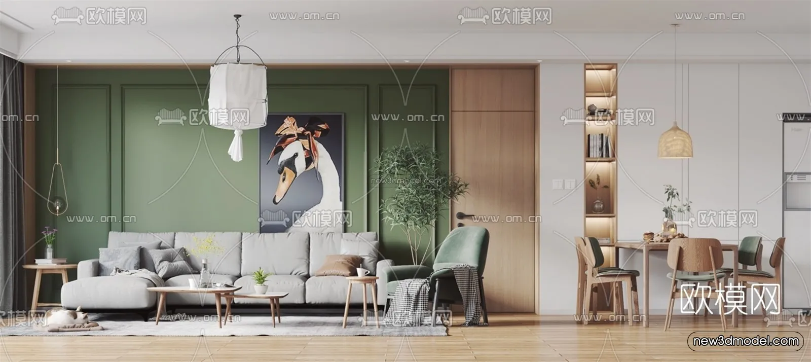 Nordic Style Interior 3D Blocks – Living Room 3D Model – 157 – VRAY