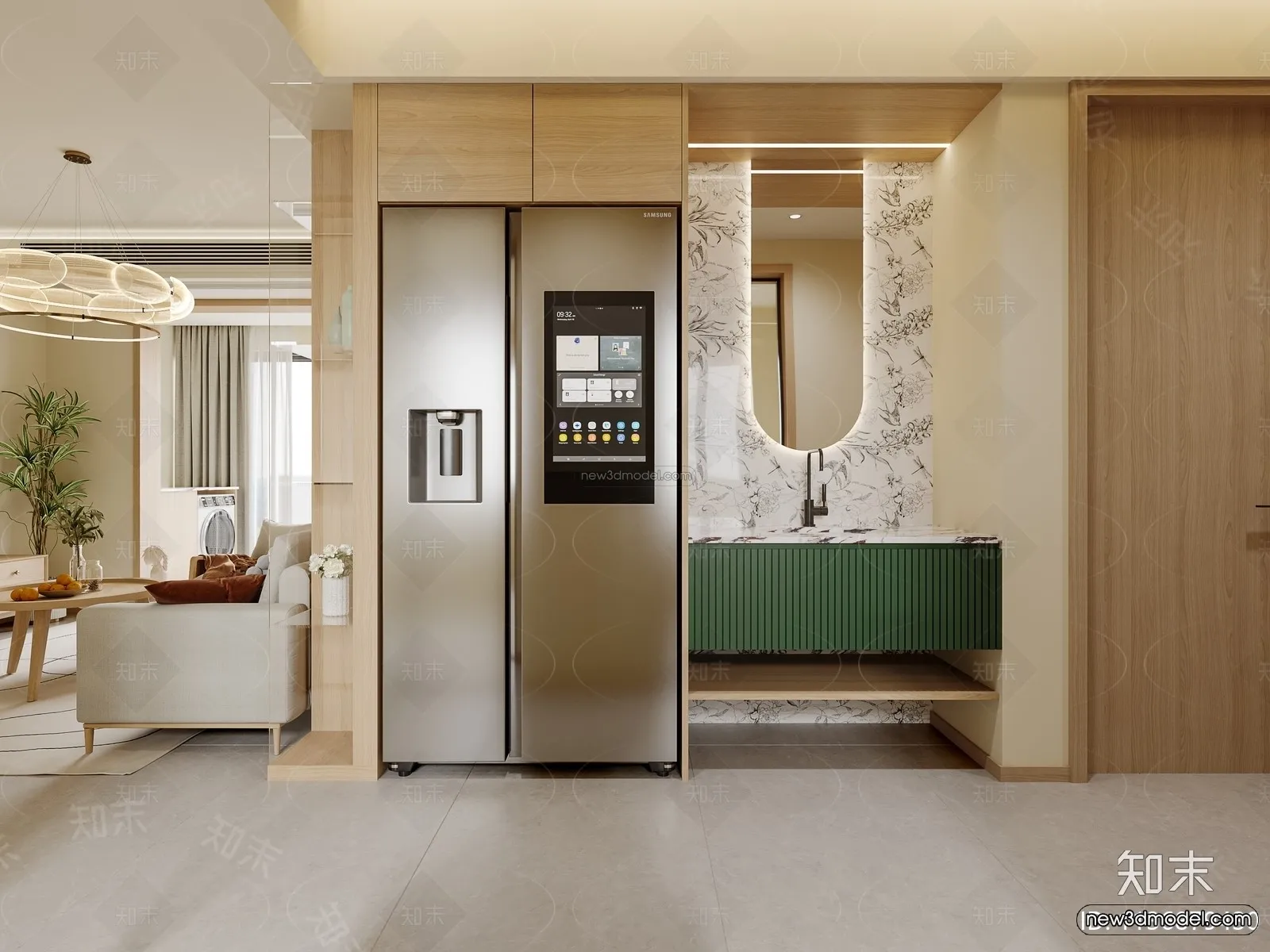 Nordic Style Interior 3D Blocks – Living Room 3D Model – 166 – CORONA