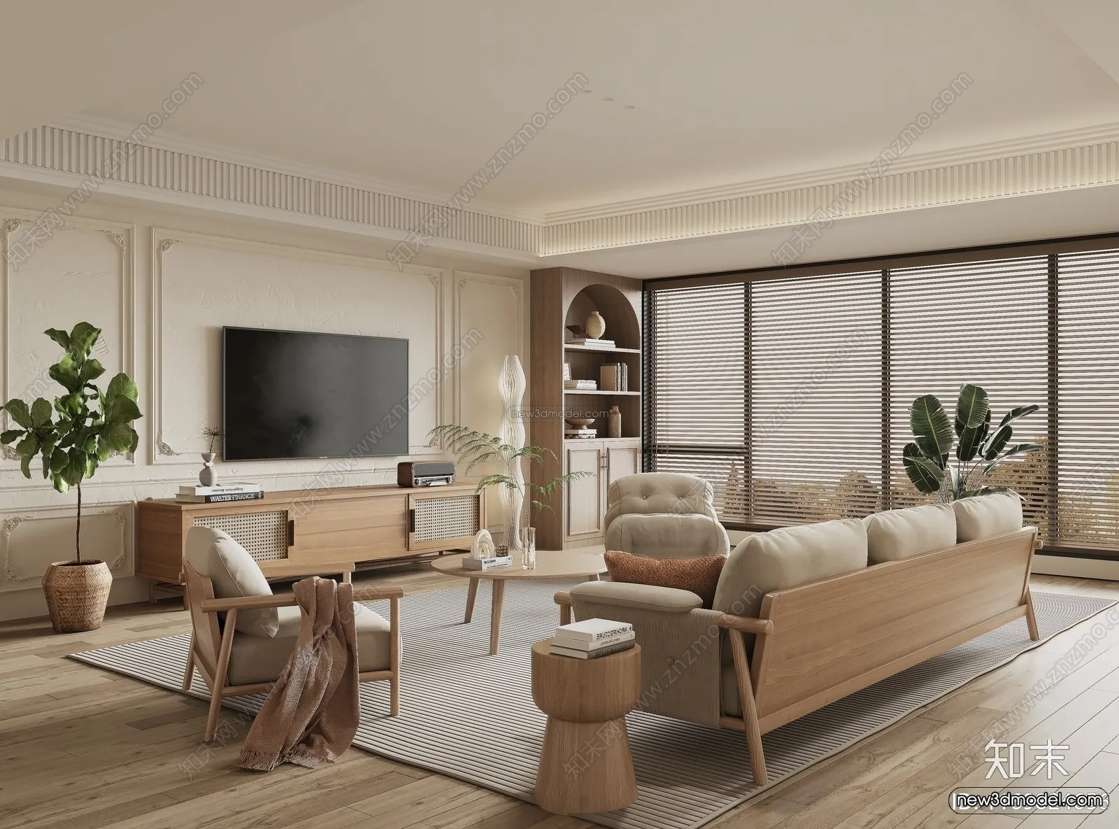 Nordic Style Interior 3D Blocks – Living Room 3D Model – 167 – VRAY