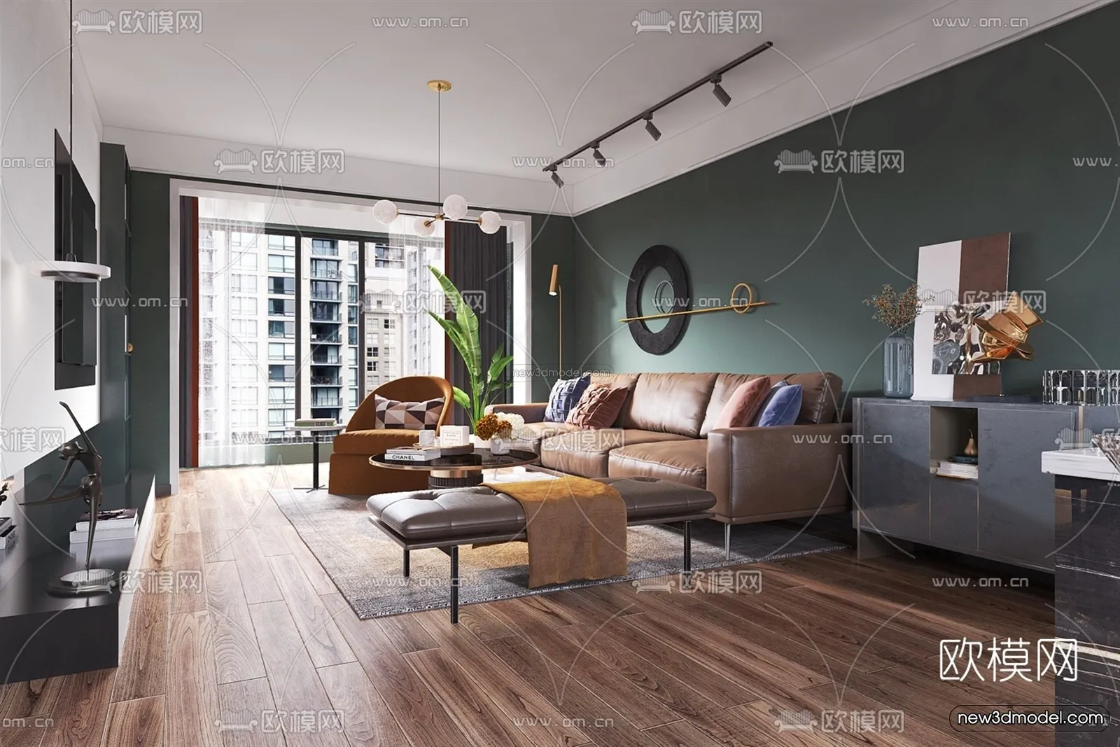 Nordic Style Interior 3D Blocks – Living Room 3D Model – 183 – VRAY