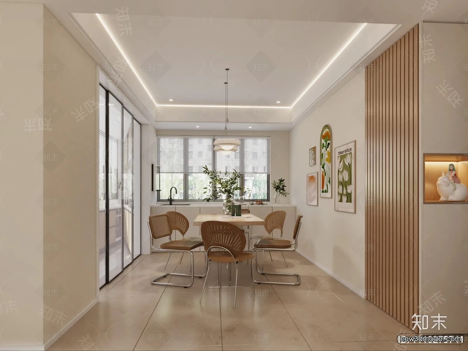 Nordic Style Interior 3D Blocks – Living Room 3D Model – 191 – VRAY