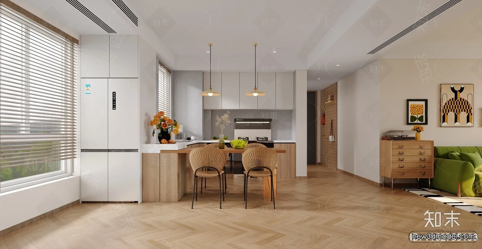 Nordic Style Interior 3D Blocks – Living Room 3D Model – 193 – CORONA