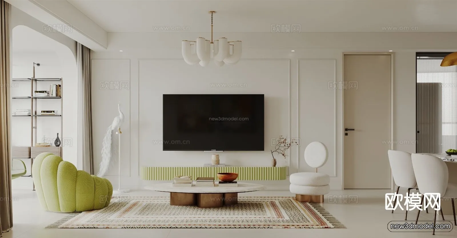 Nordic Style Interior 3D Blocks – Living Room 3D Model – 194 – VRAY