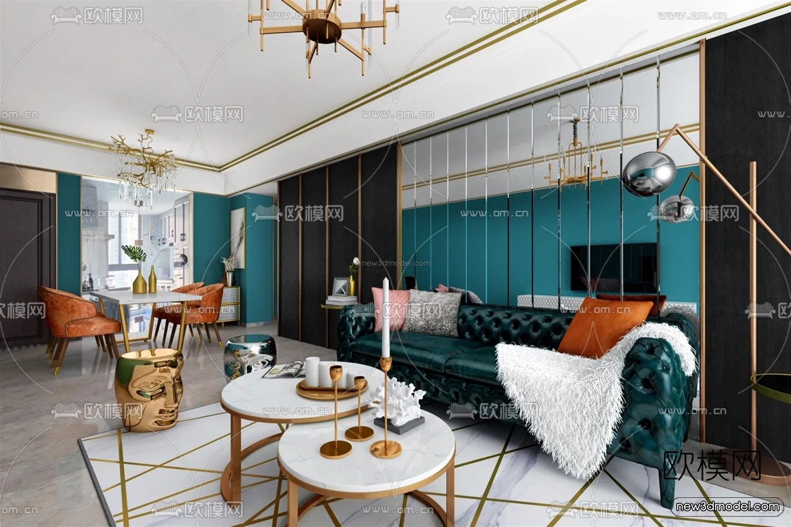 Nordic Style Interior 3D Blocks – Living Room 3D Model – 211 – VRAY