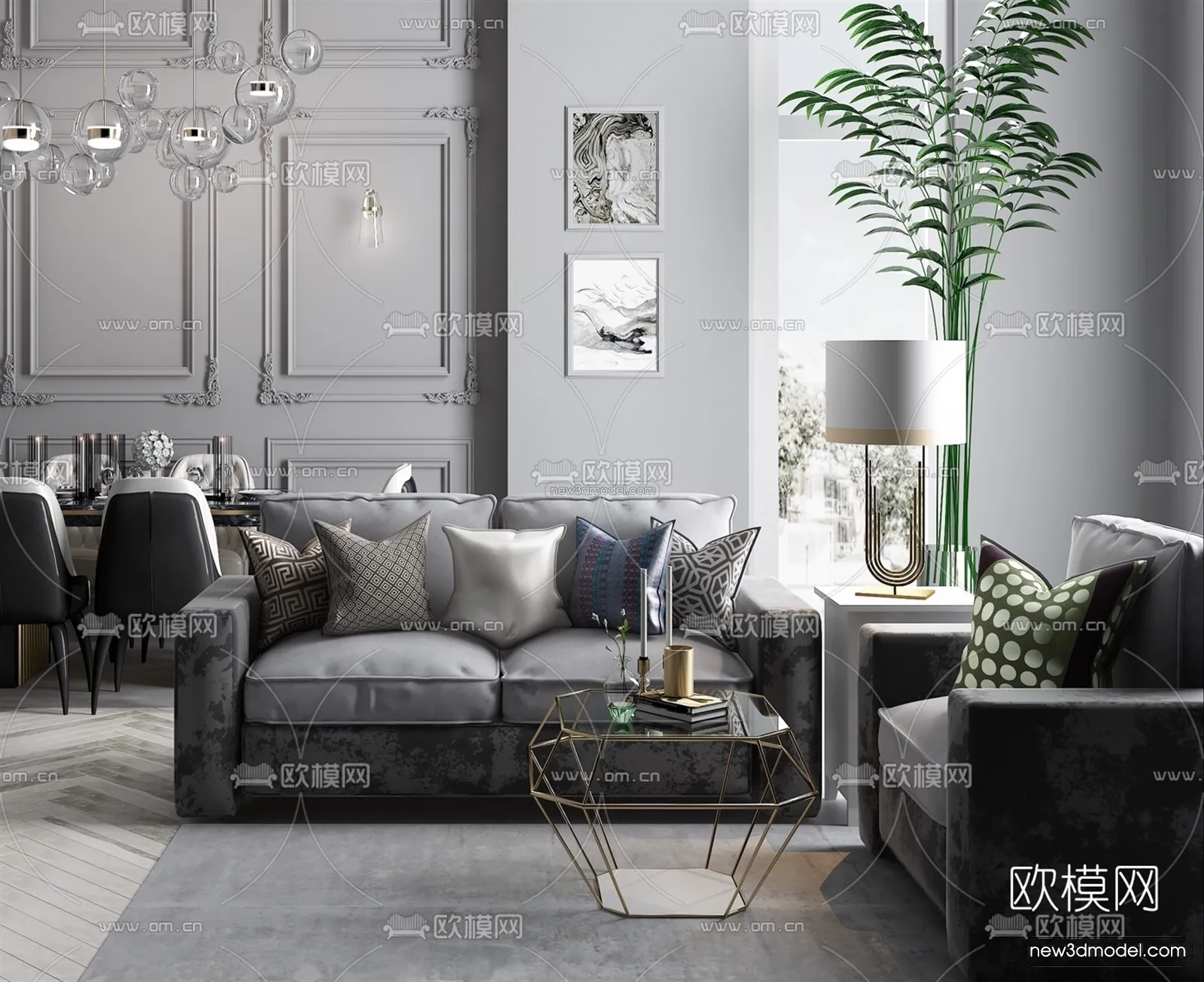 Nordic Style Interior 3D Blocks – Living Room 3D Model – 222 – VRAY