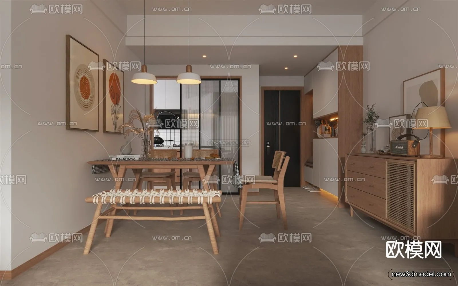 Nordic Style Interior 3D Blocks – Living Room 3D Model – 235 – VRAY