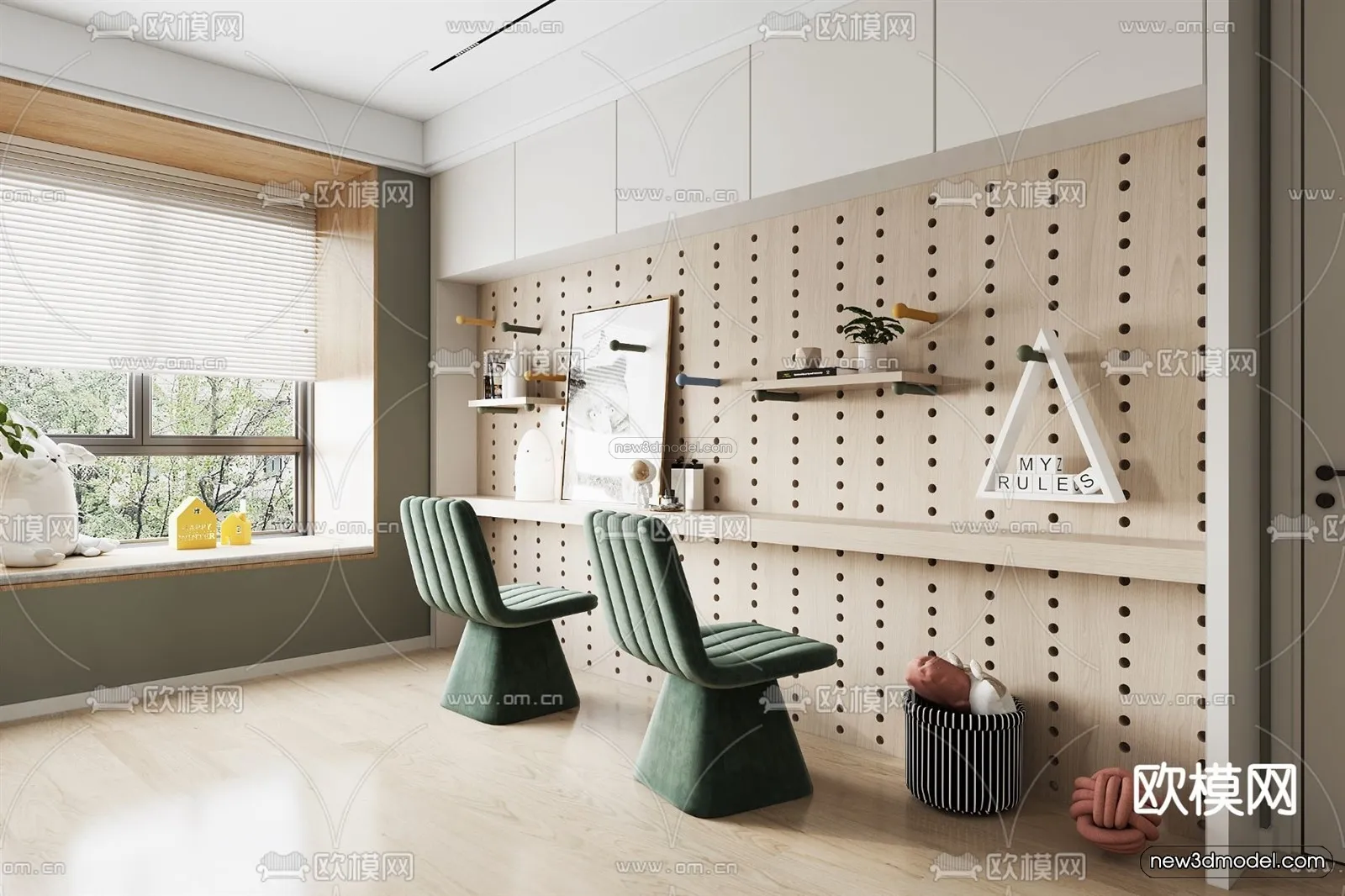 Nordic Style Interior 3D Blocks – Living Room 3D Model – 236 – VRAY