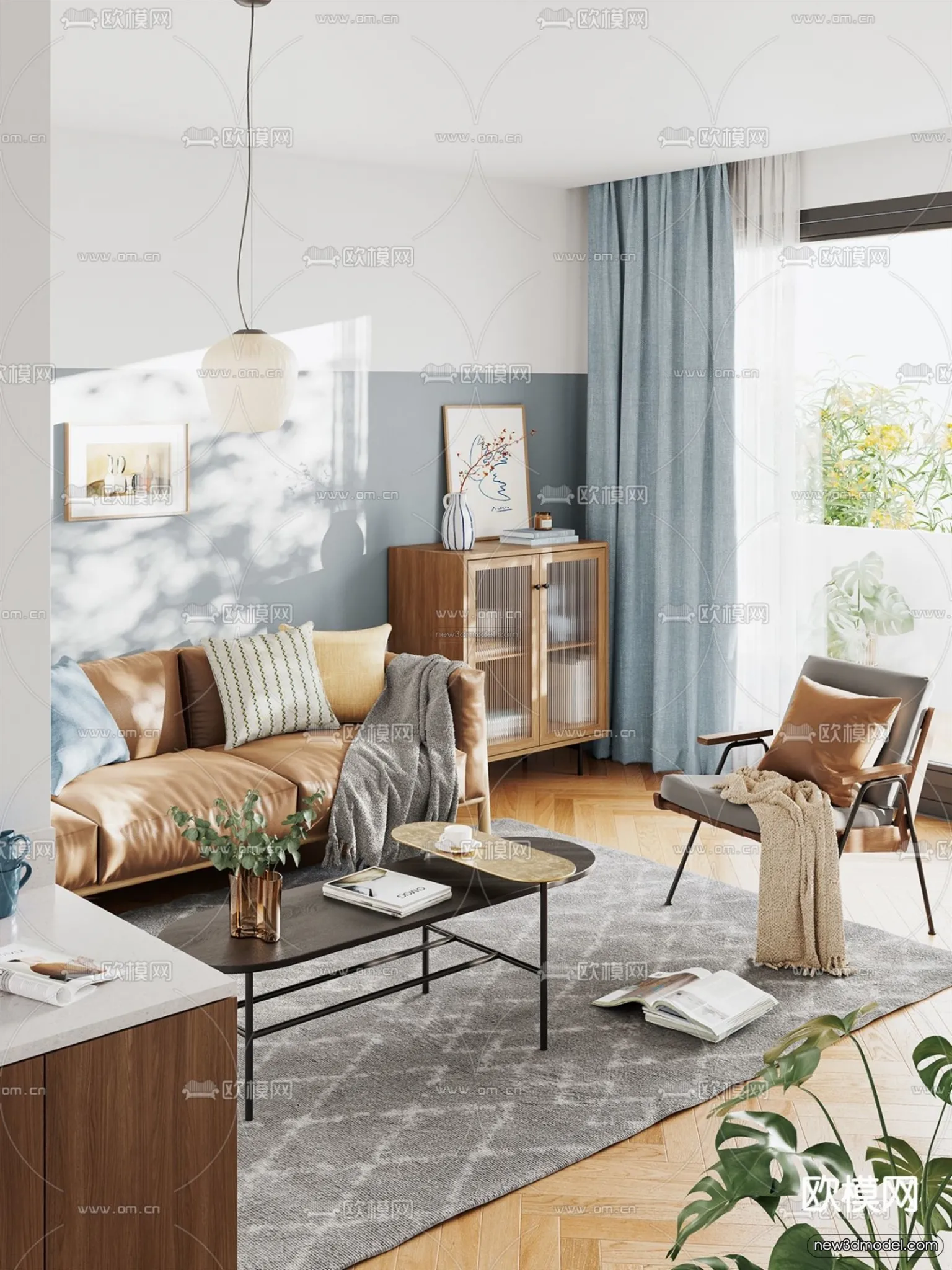 Nordic Style Interior 3D Blocks – Living Room 3D Model – 238 – VRAY