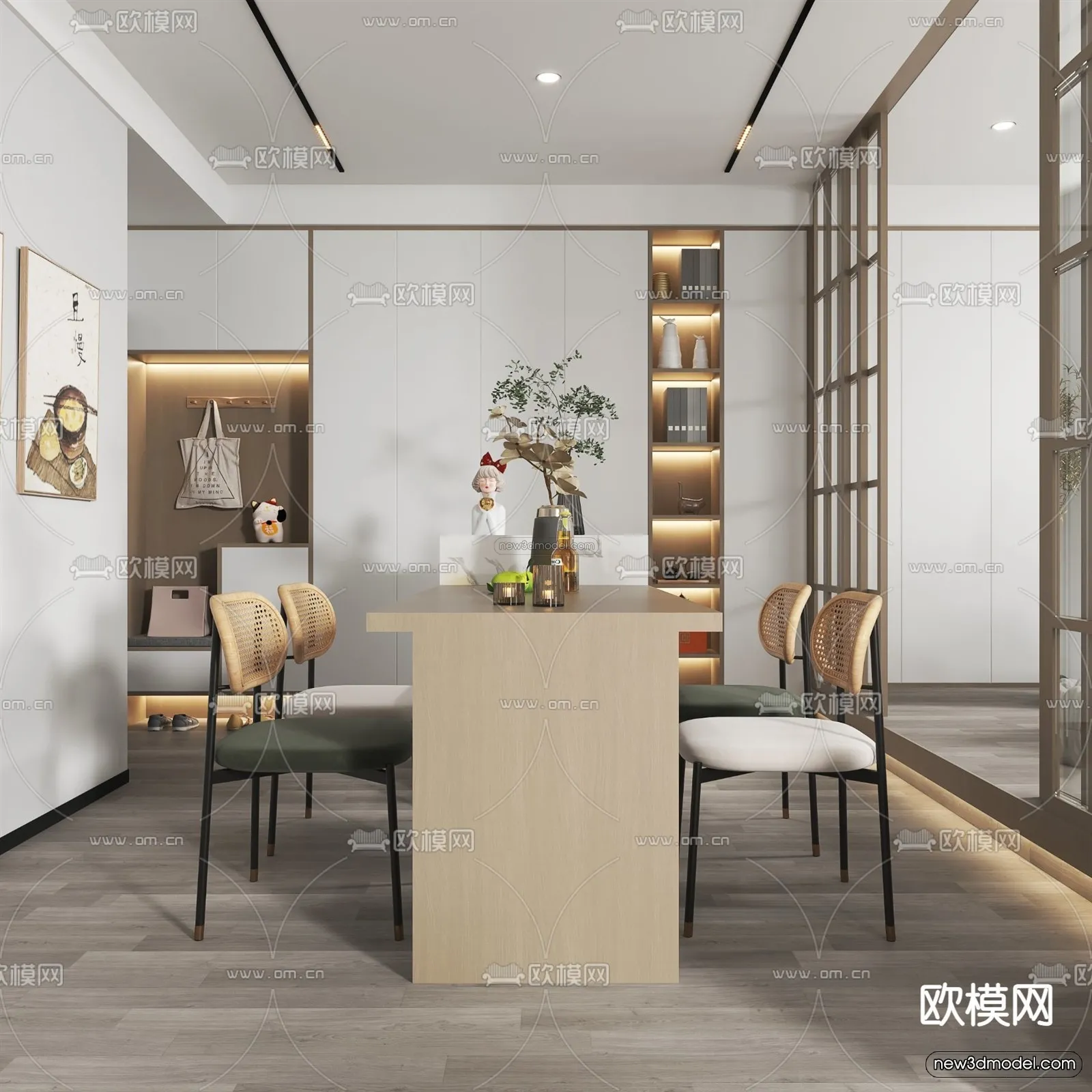 Nordic Style Interior 3D Blocks – Living Room 3D Model – 247 – VRAY