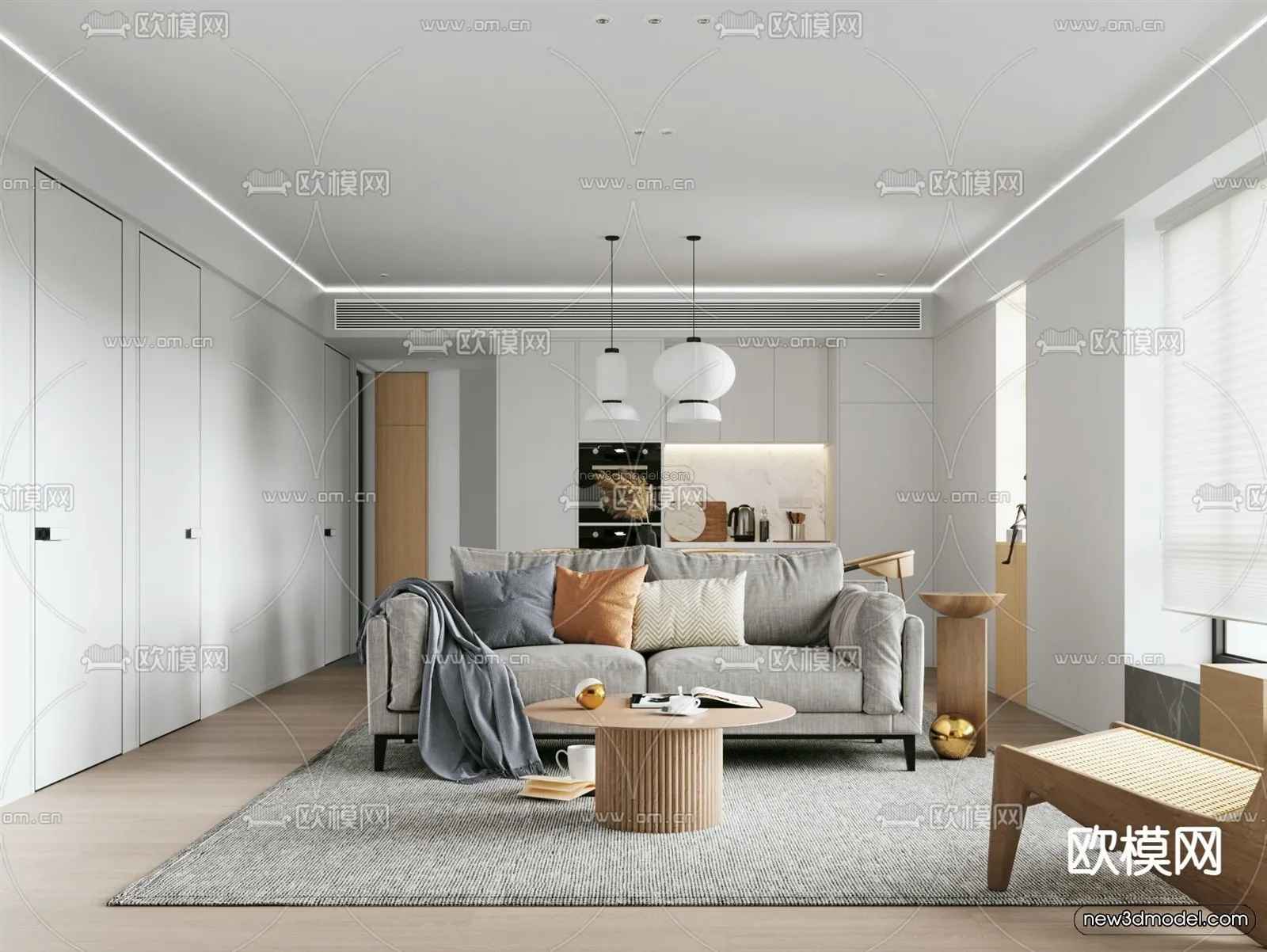 Nordic Style Interior 3D Blocks – Living Room 3D Model – 248 – VRAY