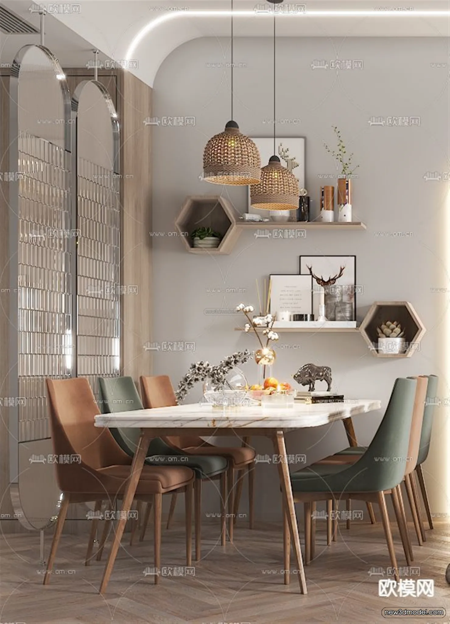 Nordic Style Interior 3D Blocks – Living Room 3D Model – 251 – VRAY