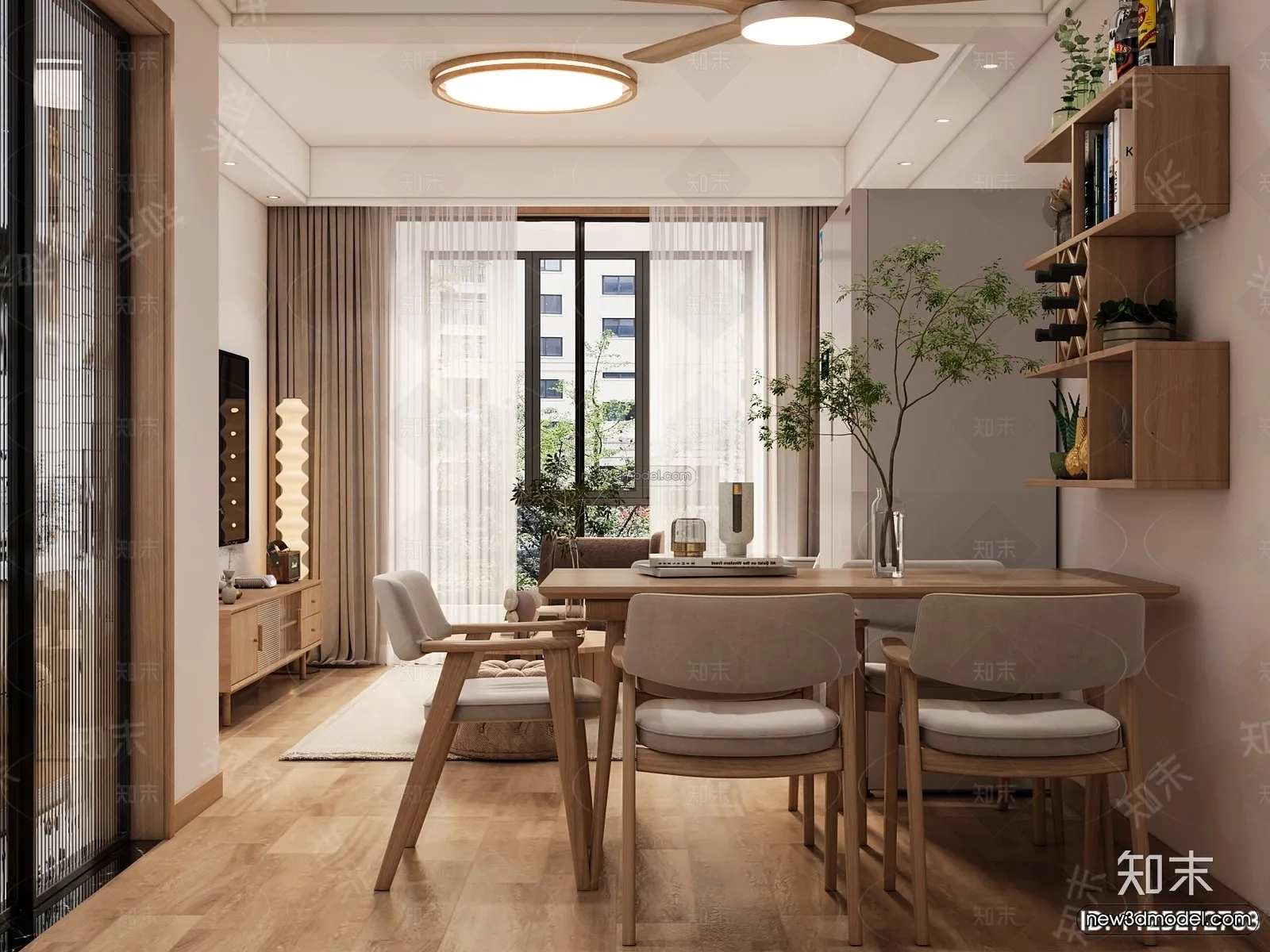 Nordic Style Interior 3D Blocks – Living Room 3D Model – 257 – VRAY