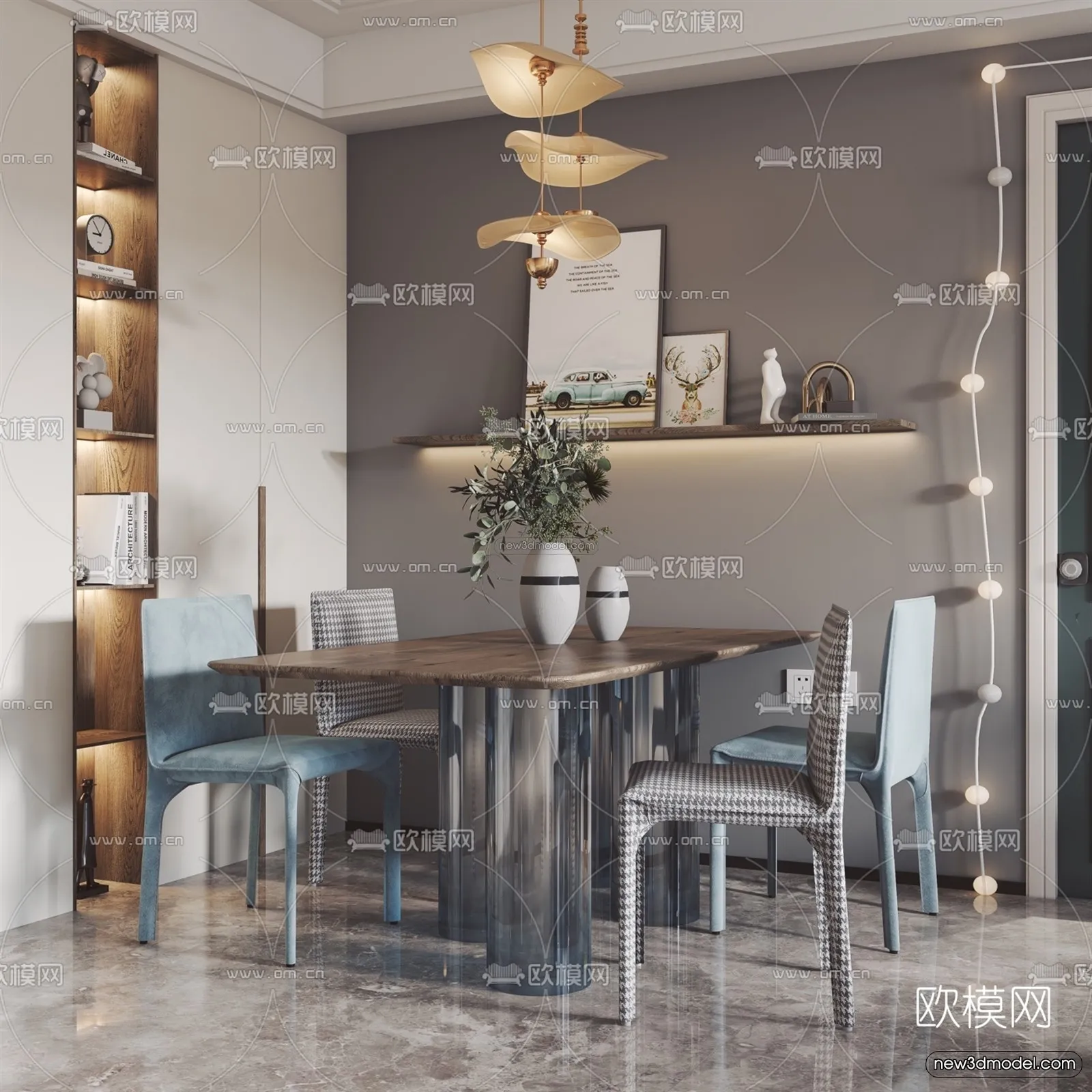 Nordic Style Interior 3D Blocks – Living Room 3D Model – 258 – VRAY