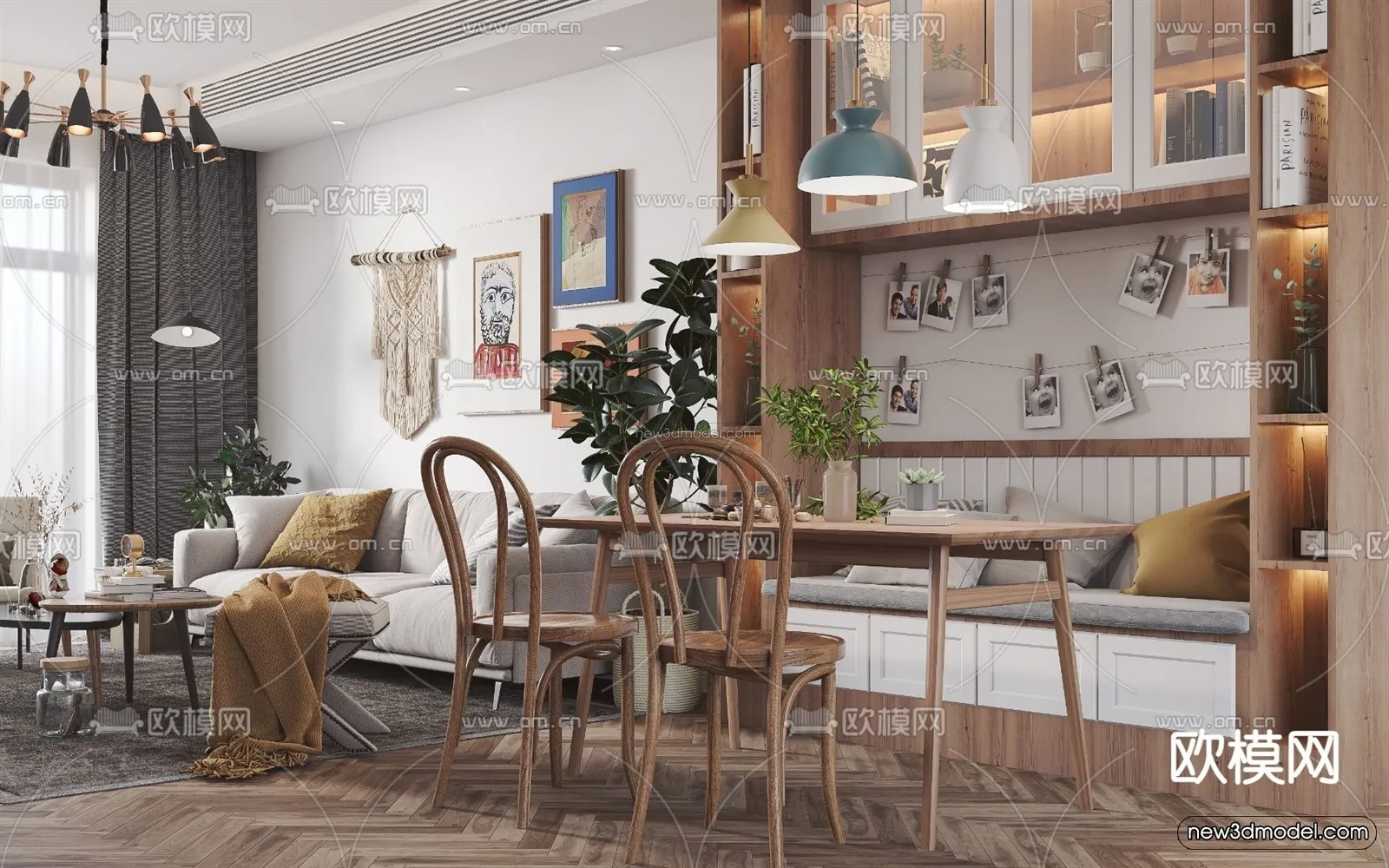 Nordic Style Interior 3D Blocks – Living Room 3D Model – 265 – VRAY