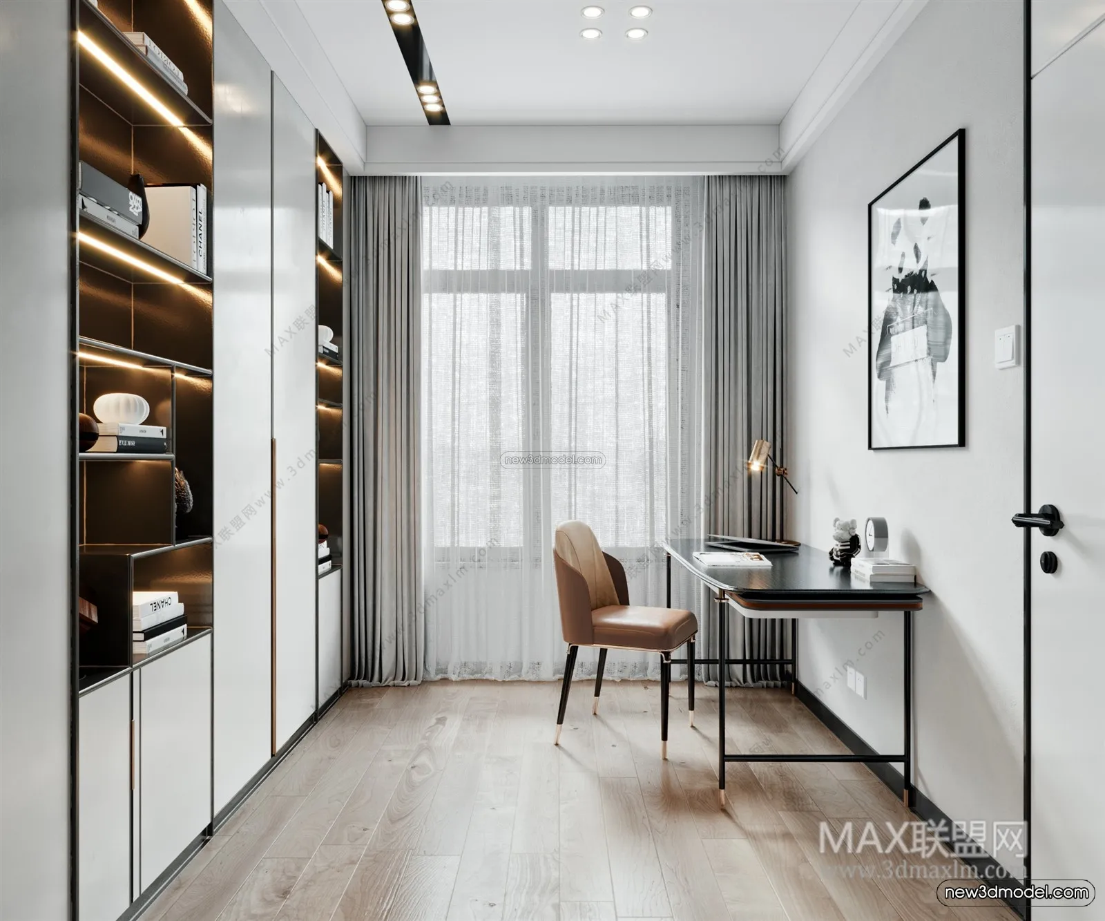 Nordic Style Interior 3D Blocks – Study Room 3D Model – 475 – VRAY