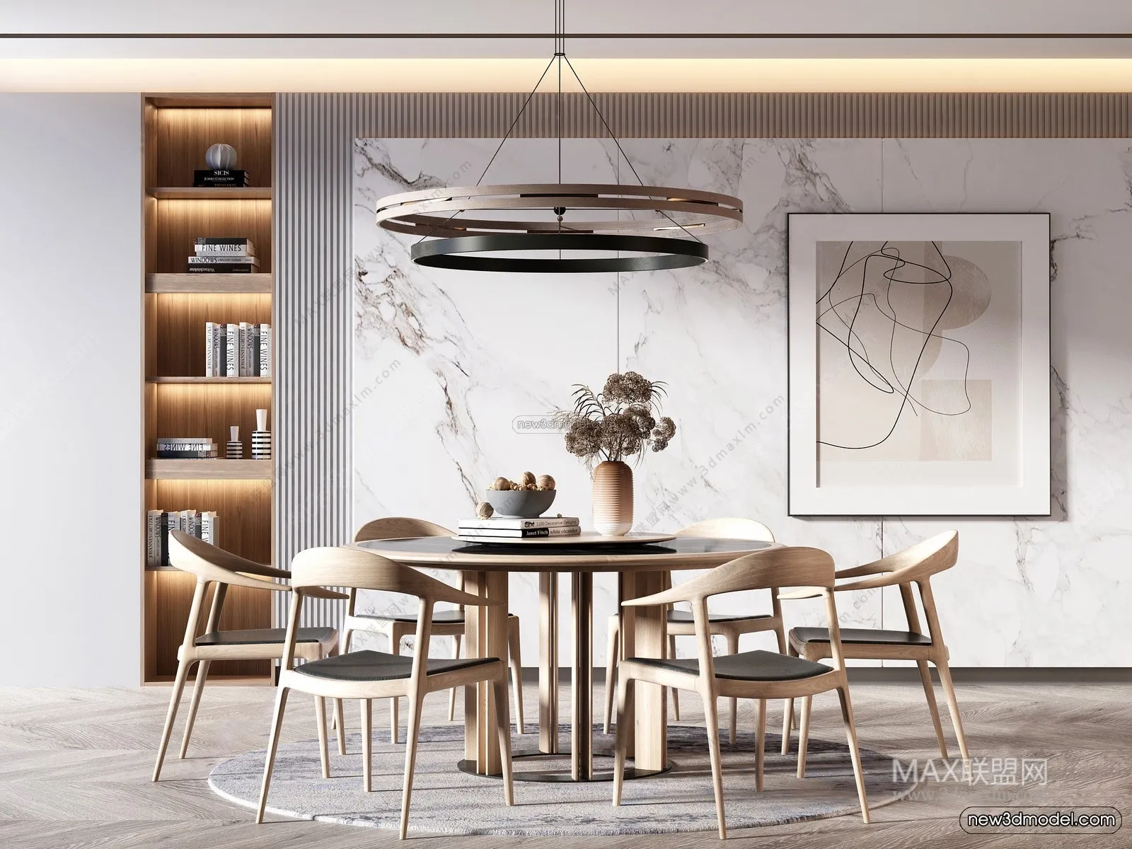 Nordic Style Interior 3D Blocks – Study Room 3D Model – 480 – VRAY