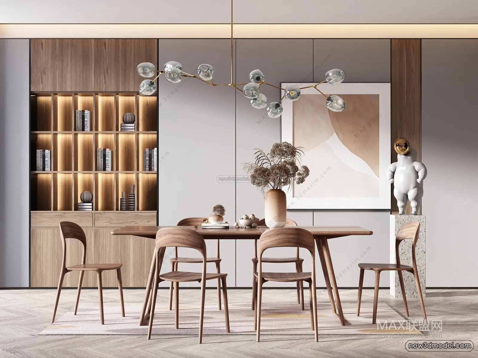 Nordic Style Interior 3D Blocks – Study Room 3D Model – 481 – VRAY