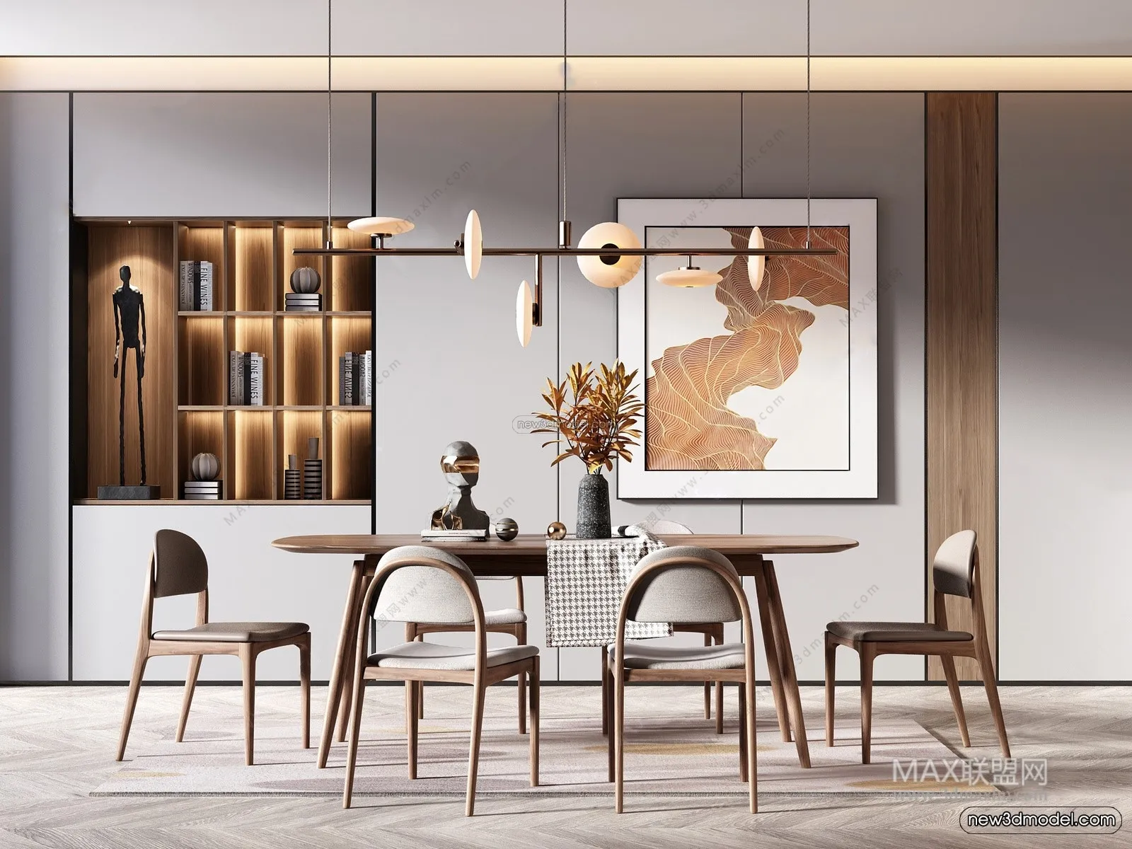 Nordic Style Interior 3D Blocks – Study Room 3D Model – 483 – VRAY