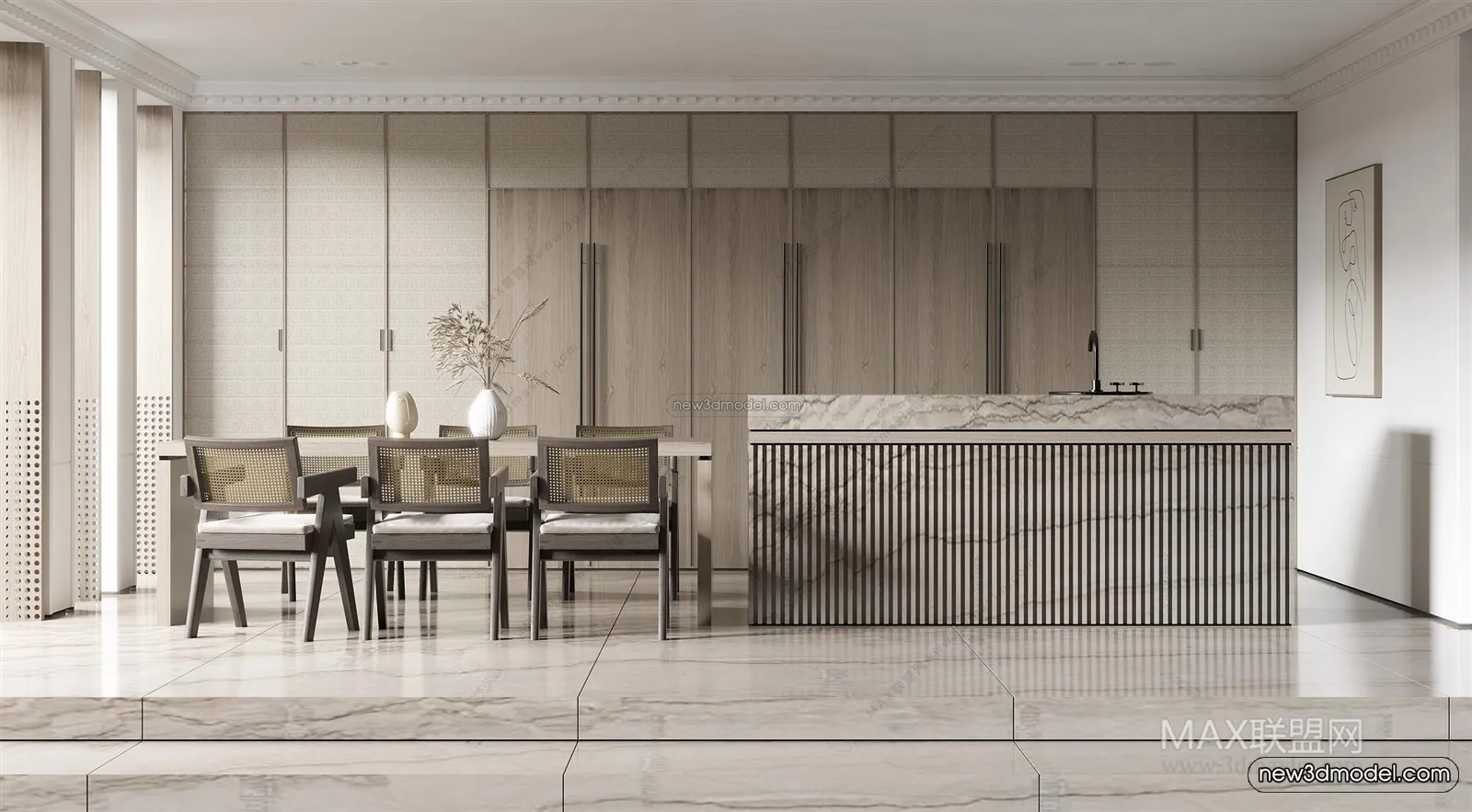 Nordic Style Interior 3D Blocks – Study Room 3D Model – 487 – VRAY