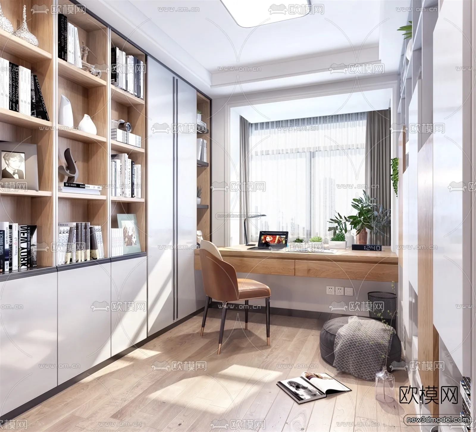 Nordic Style Interior 3D Blocks – Study Room 3D Model – 499 – VRAY