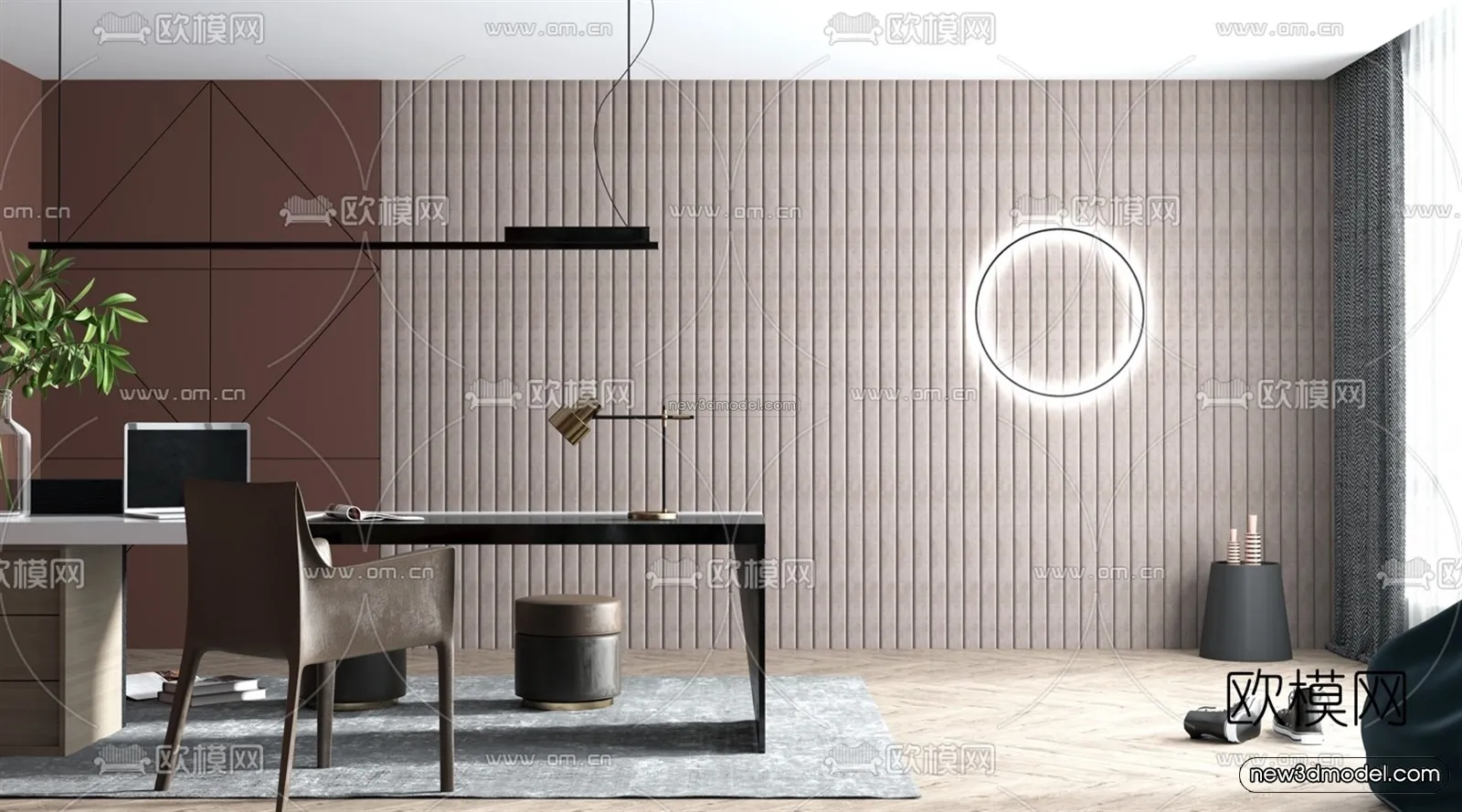 Nordic Style Interior 3D Blocks – Study Room 3D Model – 501 – VRAY