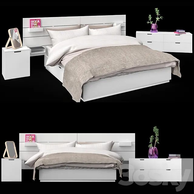 Nordley’s bed from IKEA with headboard. chest of drawers and cabinet. 3DModel Nordley’s bed from IKEA with headboard. chest of drawers and cabinet. 3DModel