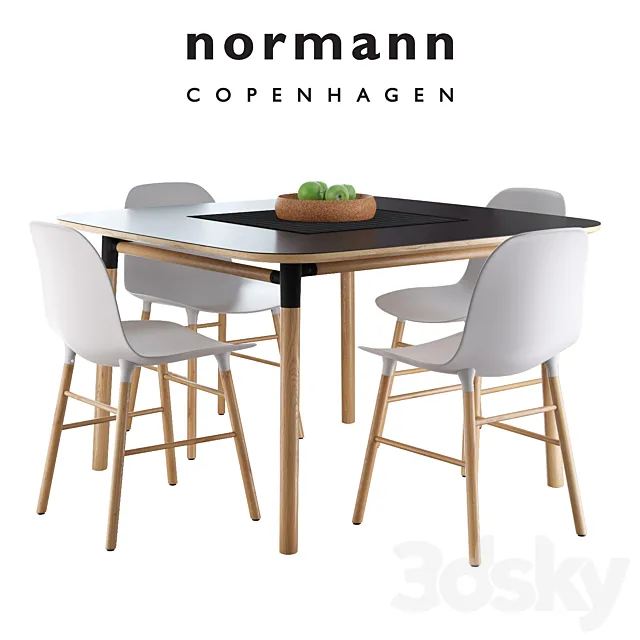 Normann Copenhagen Form Table and Chair 3D Model Normann Copenhagen Form Table and Chair 3D Model