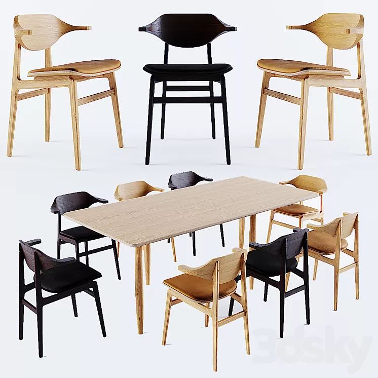 Norr11 Buffalo Dining Chair – Oku Dining Table 3D Model
