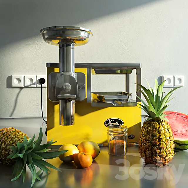 Norwalk juicer and fruit 3D Model