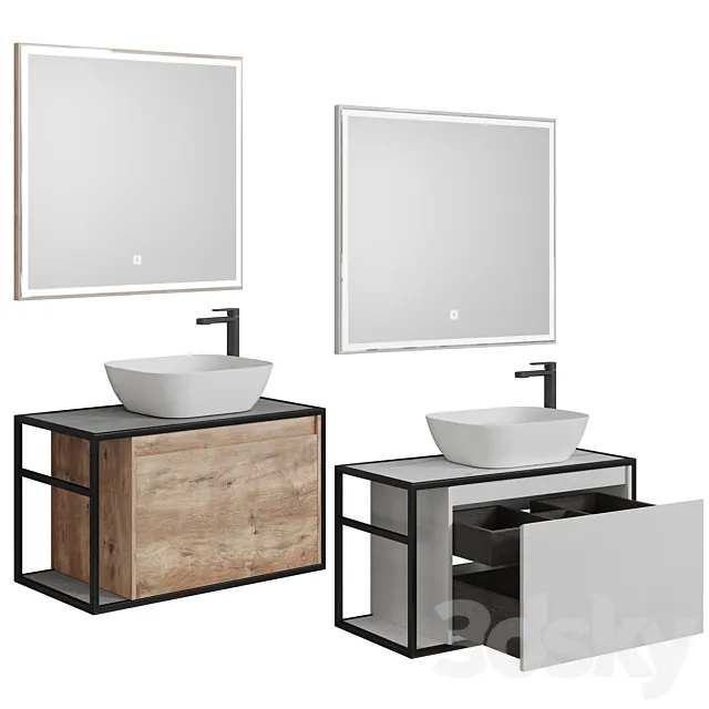 Nova Lite Loft 90 R _ L white _ rochelier _ rustic oak (1 drawer) 3D Model Nova Lite Loft 90 R _ L white _ rochelier _ rustic oak (1 drawer) 3D Model