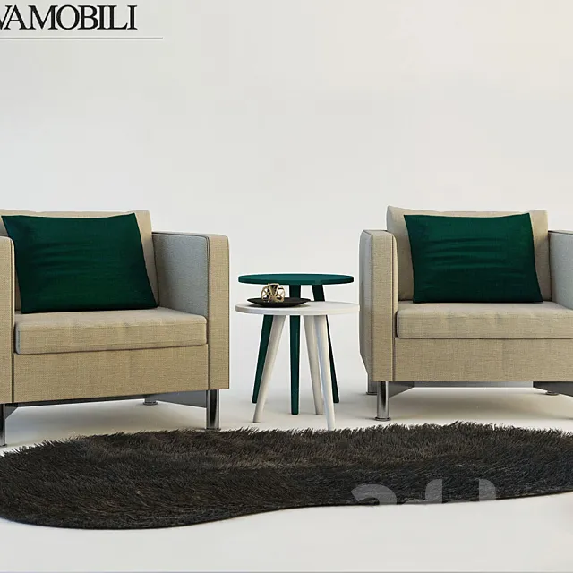 Novamobili Reef & Trio+carpet 3DModel Novamobili Reef & Trio+carpet 3DModel