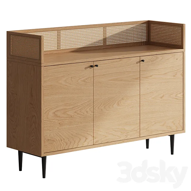 Noya Oak & Rattan Cane Sideboard from LaRedoute 3D Model