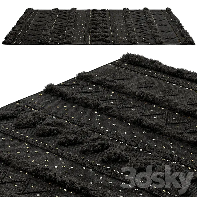 nuLOOM Black Wool Raised Geometric Shag Rug 3D Model nuLOOM Black Wool Raised Geometric Shag Rug 3D Model