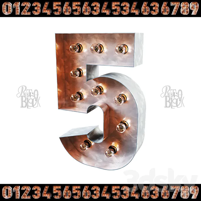 NUMERALS RETROBLOCK 3D Model