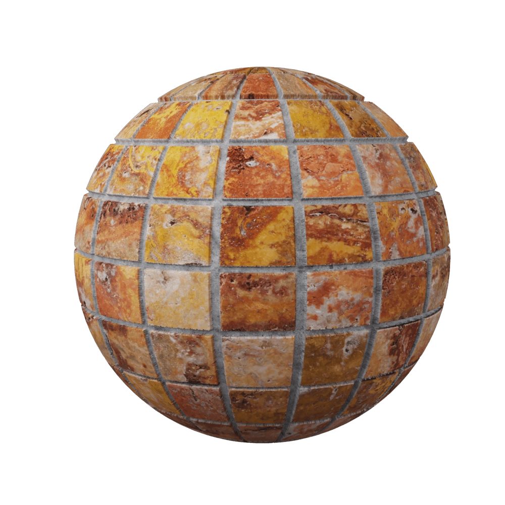 Nur Mosaic – Bouquet of bright flowers from travertine cubes 3D Model