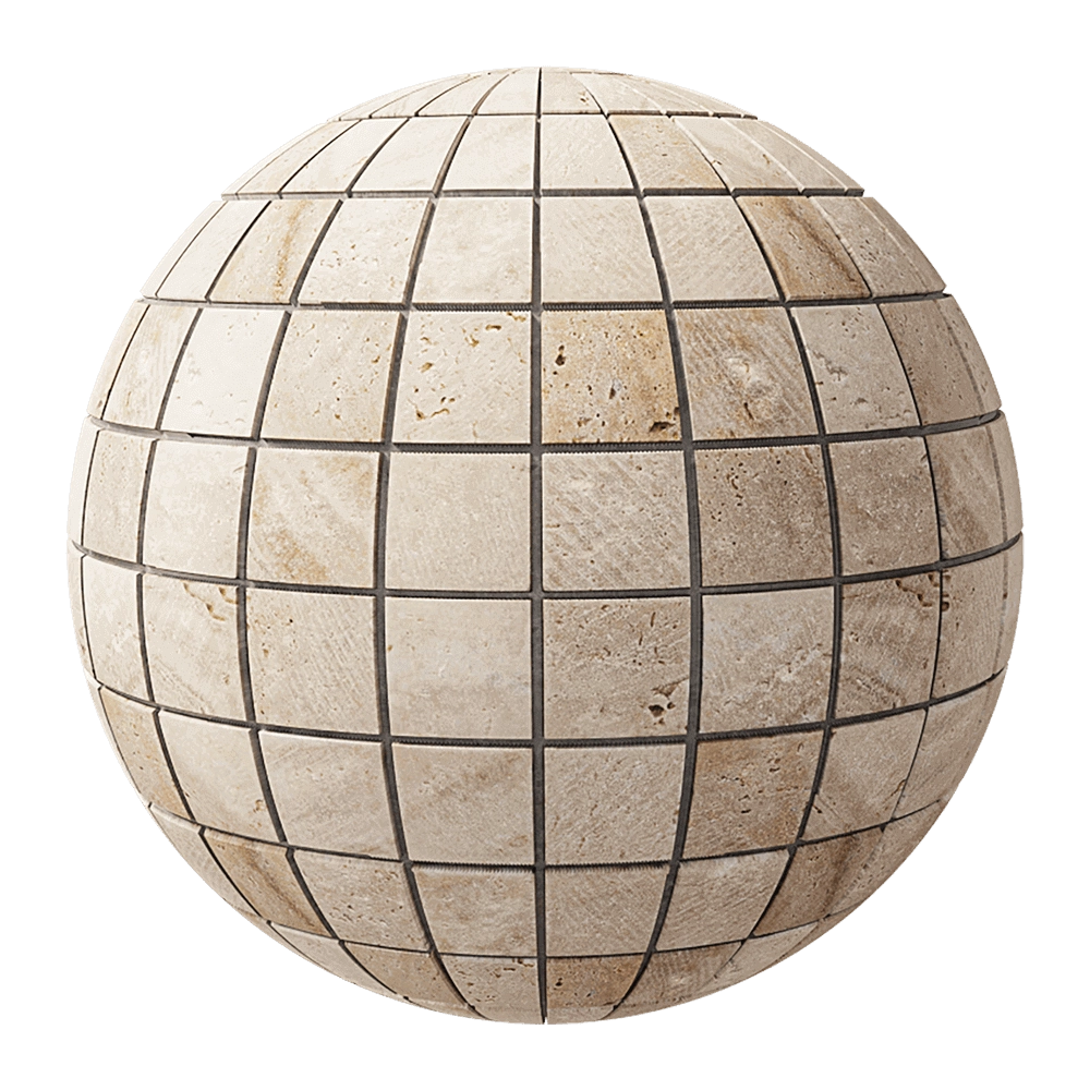 Nur Mosaic – Polished travertine mosaic bricks 3D Model Nur Mosaic – Polished travertine mosaic bricks 3D Model