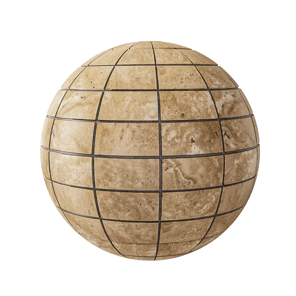 Nur Mosaic – Polished travertine mosaic tile special cut 3D Model Nur Mosaic – Polished travertine mosaic tile special cut 3D Model