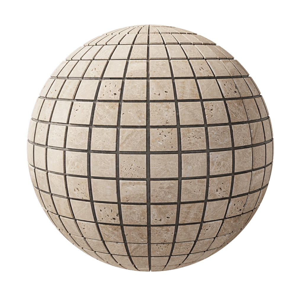 Nur Mosaic – Stone mosaic tile natural travertine grinded 3D Model Nur Mosaic – Stone mosaic tile natural travertine grinded 3D Model