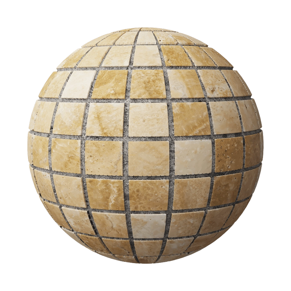 Nur Mosaic – Travertine mosaic Vanilla cream 3D Model