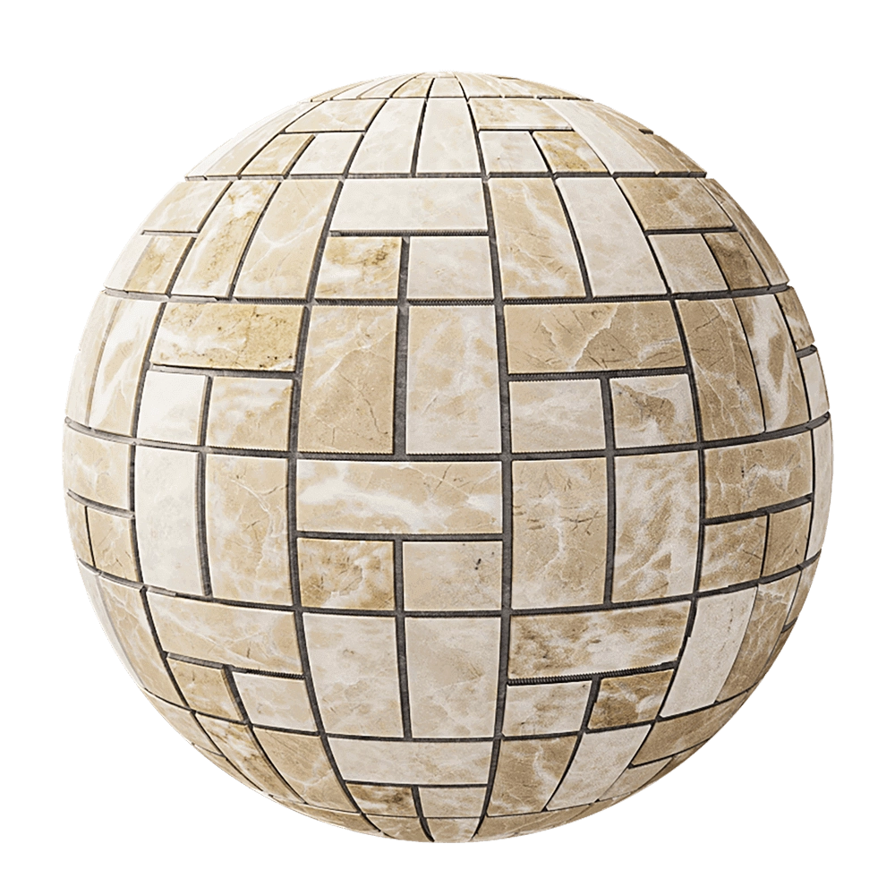 Nur Mosaic – Wall mosaic tile from natural marble beige 3D Model Nur Mosaic – Wall mosaic tile from natural marble beige 3D Model