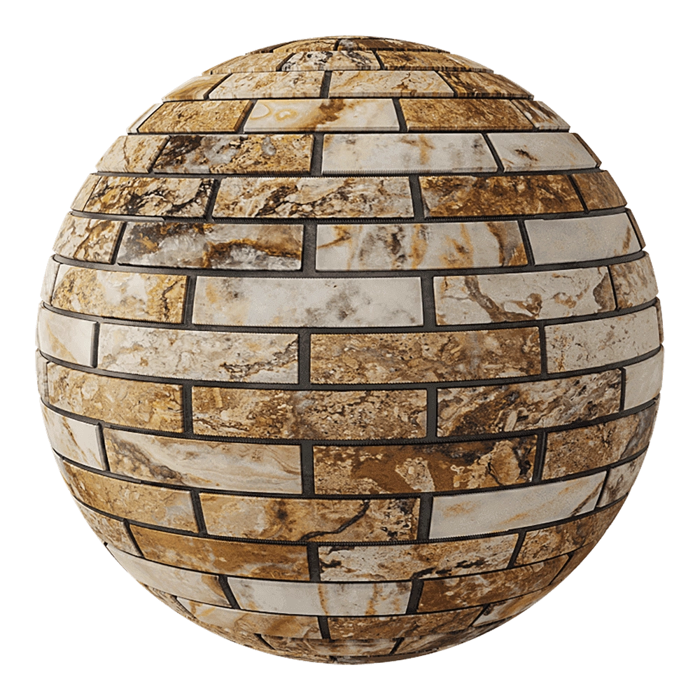 Nur Mosaic – Zebra travertine mosaic bricks 3D Model Nur Mosaic – Zebra travertine mosaic bricks 3D Model