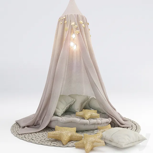 Nursery canopy with pillows 3D Model