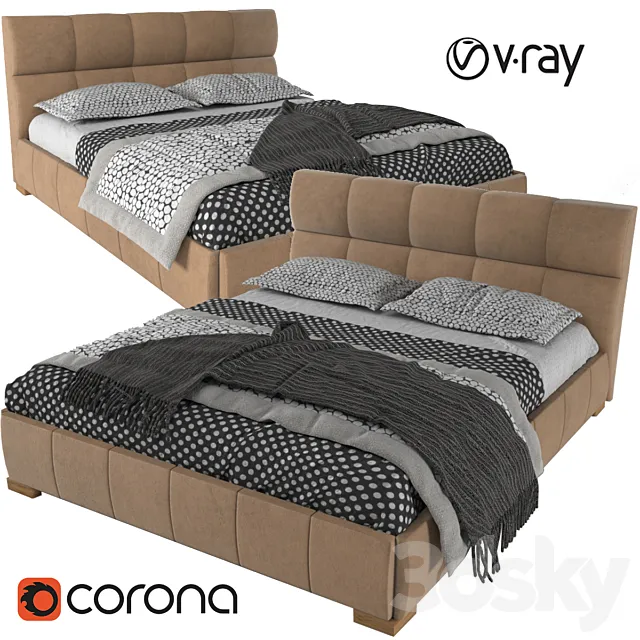 Nuvola Leather Platform Bed 3DModel Nuvola Leather Platform Bed 3DModel