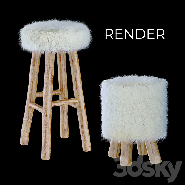 Nuvoli bar stool & footrest 3DModel