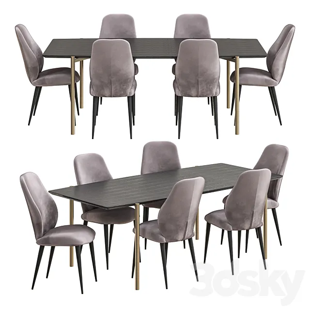 NV Gallery Set Chaise Chair And Milano Table 3DModel NV Gallery Set Chaise Chair And Milano Table 3DModel