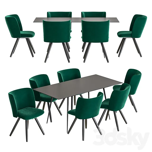 NV Gallery Set Kyle Chair And Balzac Table 3DModel NV Gallery Set Kyle Chair And Balzac Table 3DModel