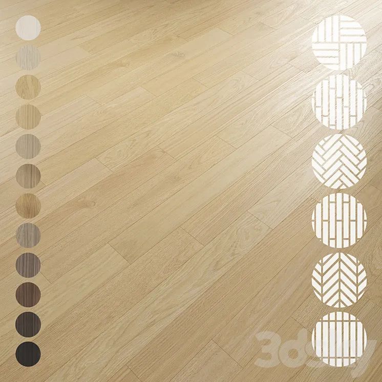 Oak Flooring Set 024 3D Model Free Download