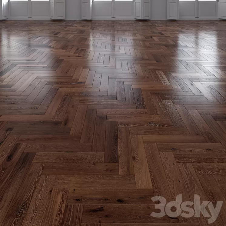 Oak Herringbones dark floor 3D Model